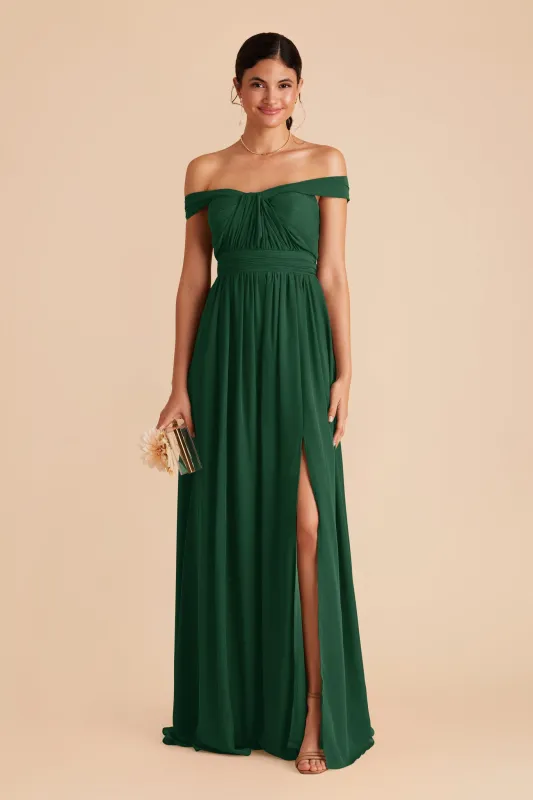 Grace Chiffon Dress With Slit - Forest Green sold by Birdy Grey