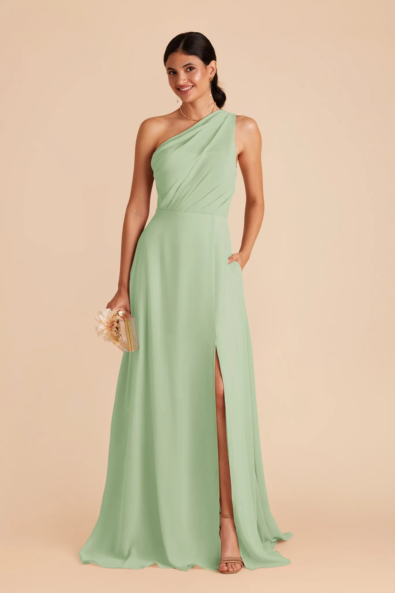 Kira Chiffon Dress With Slit - Pistachio sold by Birdy Grey product image thumbnail 3