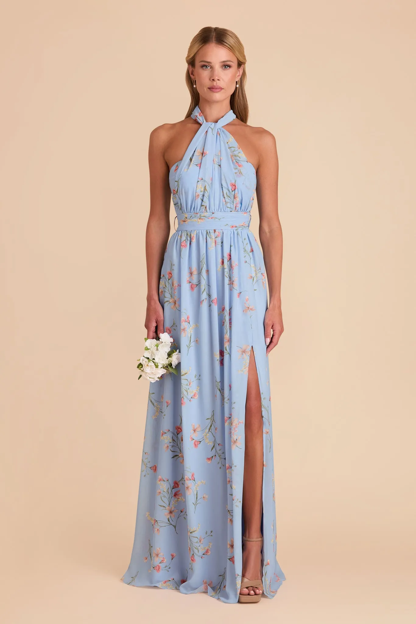 Grace Chiffon Dress With Slit - Periwinkle Blue Le Fleur sold by Birdy Grey