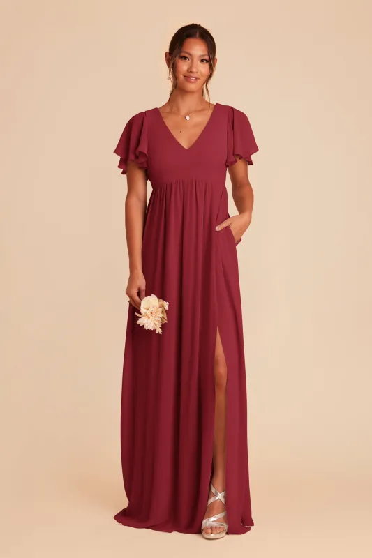 Hannah Chiffon Dress - Burgundy sold by Birdy Grey