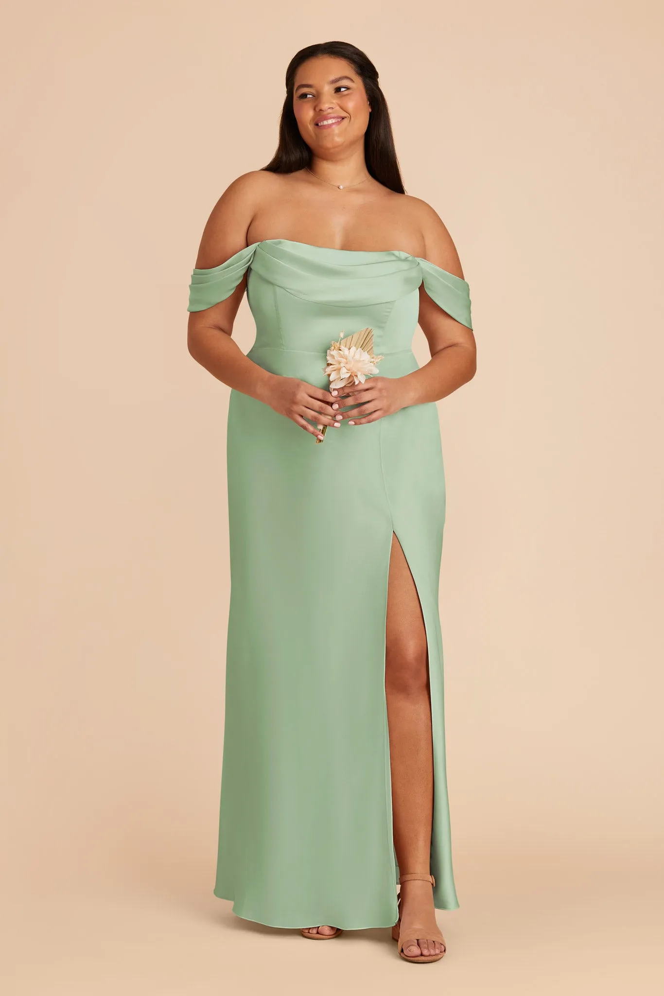 Mia Matte Satin Dress - Pistachio sold by Birdy Grey product image thumbnail 2