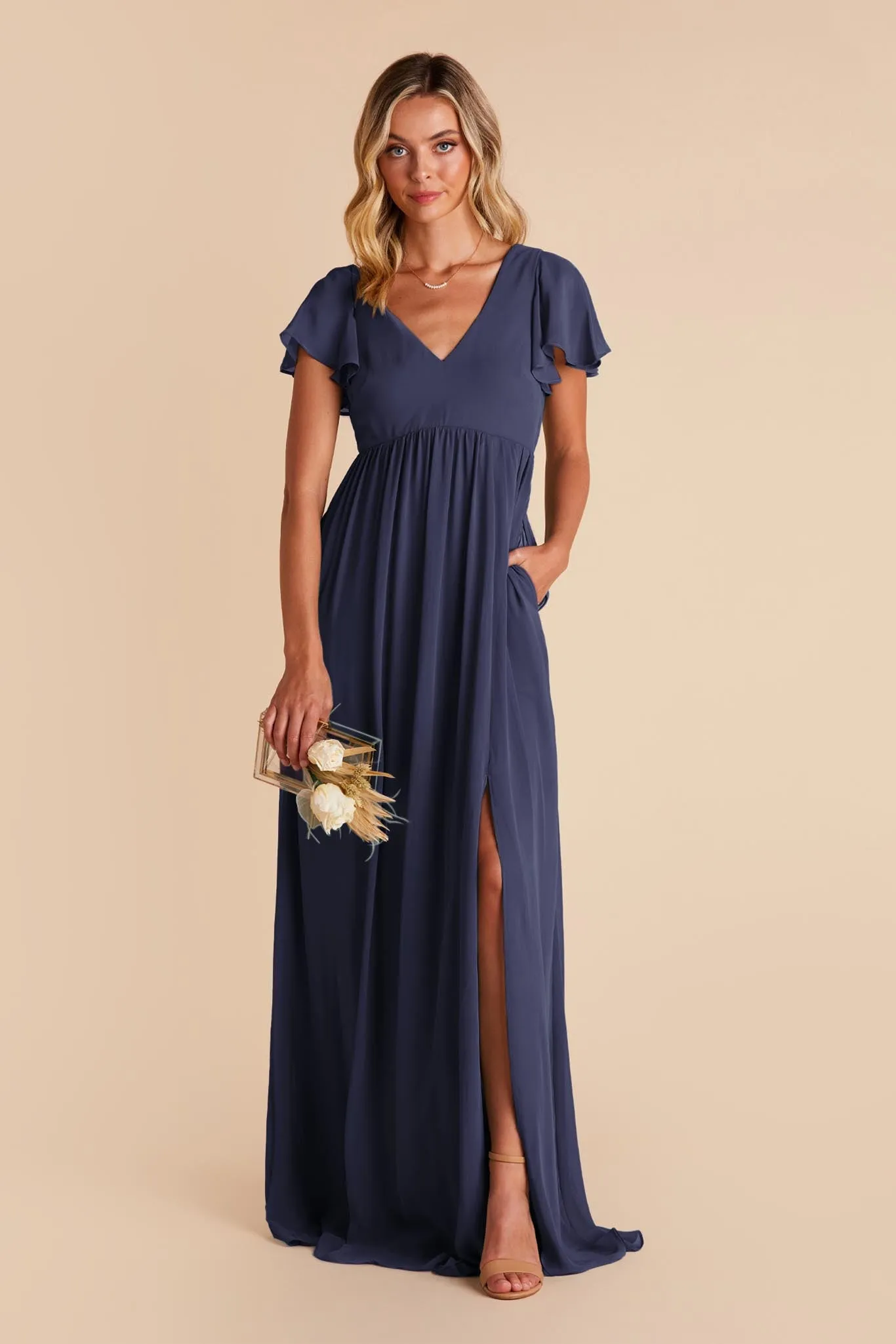 Hannah Chiffon Dress - Slate Blue sold by Birdy Grey product image thumbnail 4
