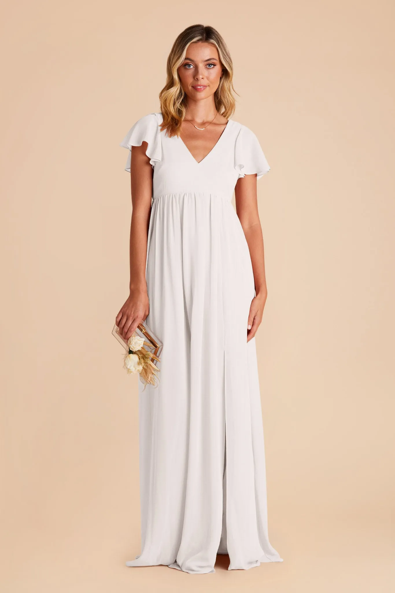 Hannah Chiffon Dress - White sold by Birdy Grey