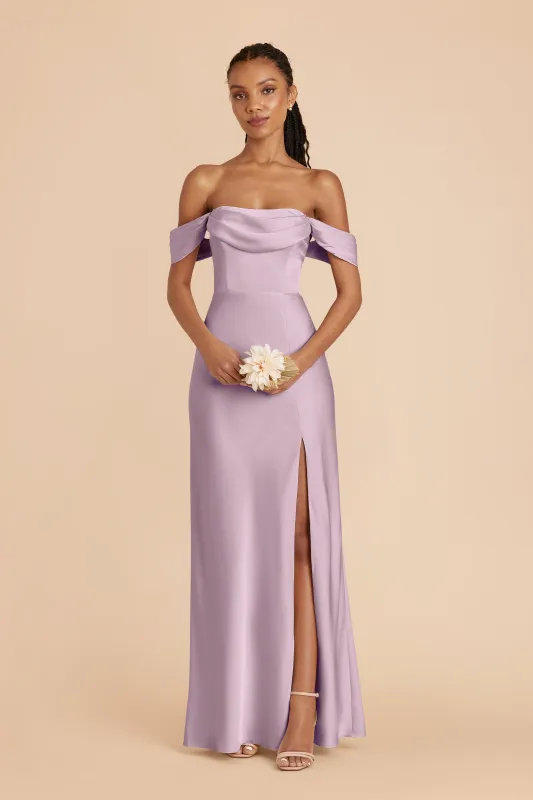Mia Matte Satin Dress - Lavender sold by Birdy Grey