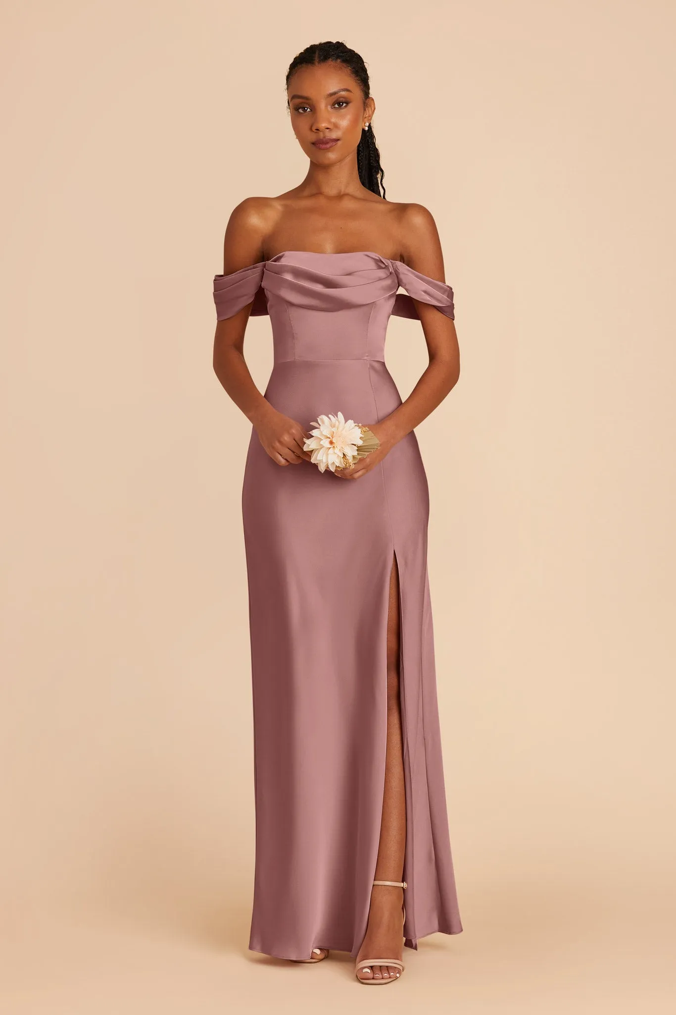 Mia Matte Satin Dress - Dark Mauve sold by Birdy Grey product image thumbnail 4