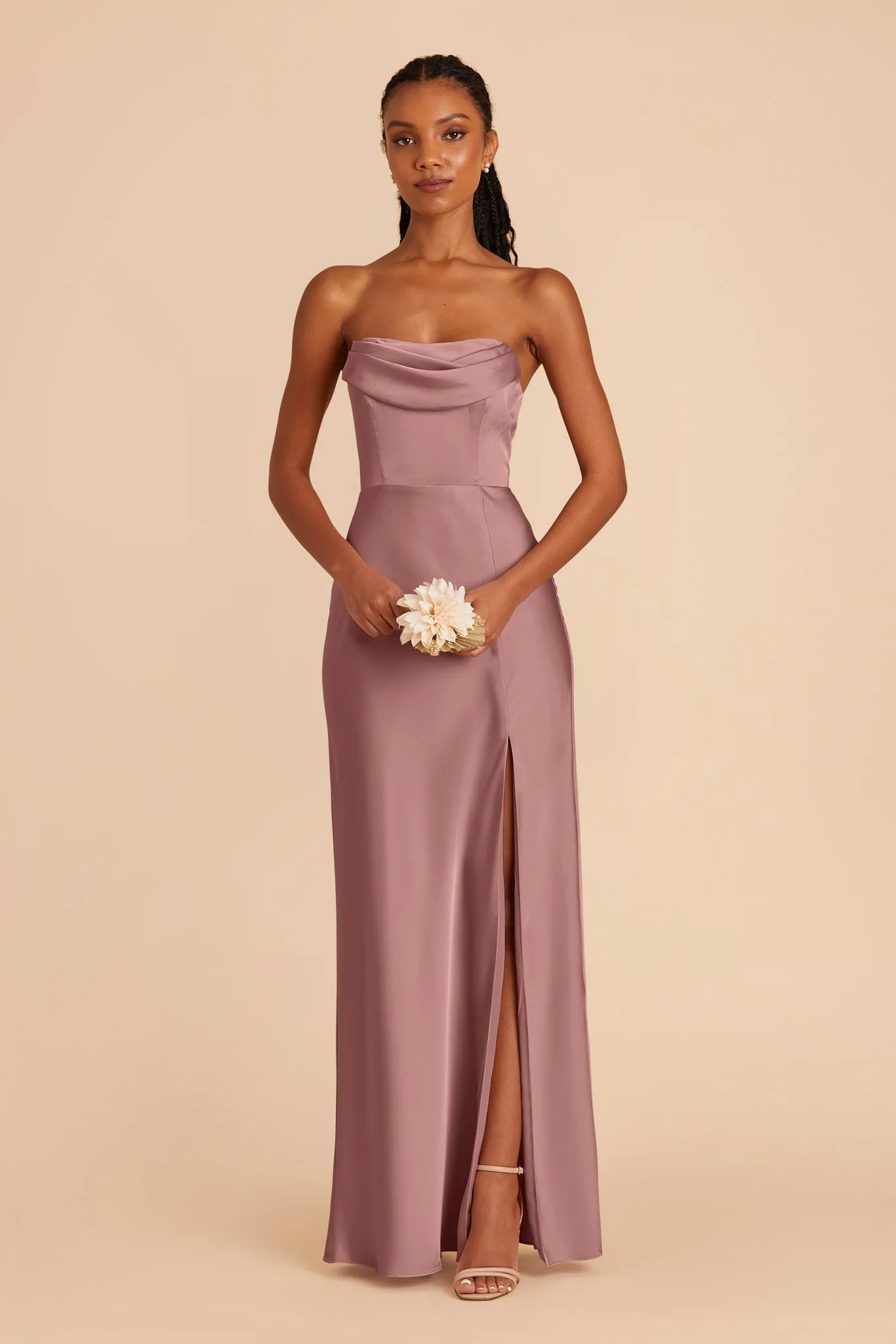 Mia Matte Satin Dress - Dark Mauve sold by Birdy Grey product image thumbnail 3