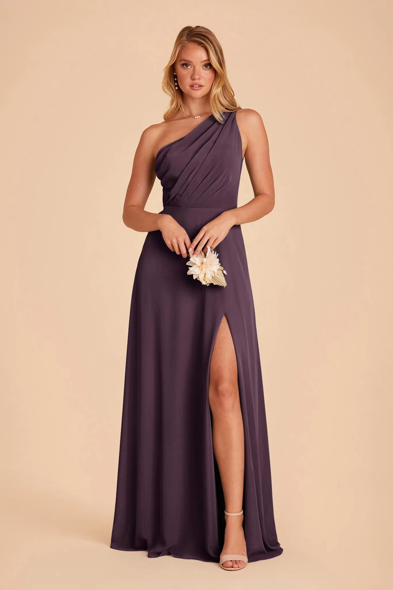 Kira Chiffon Dress With Slit - Plum sold by Birdy Grey