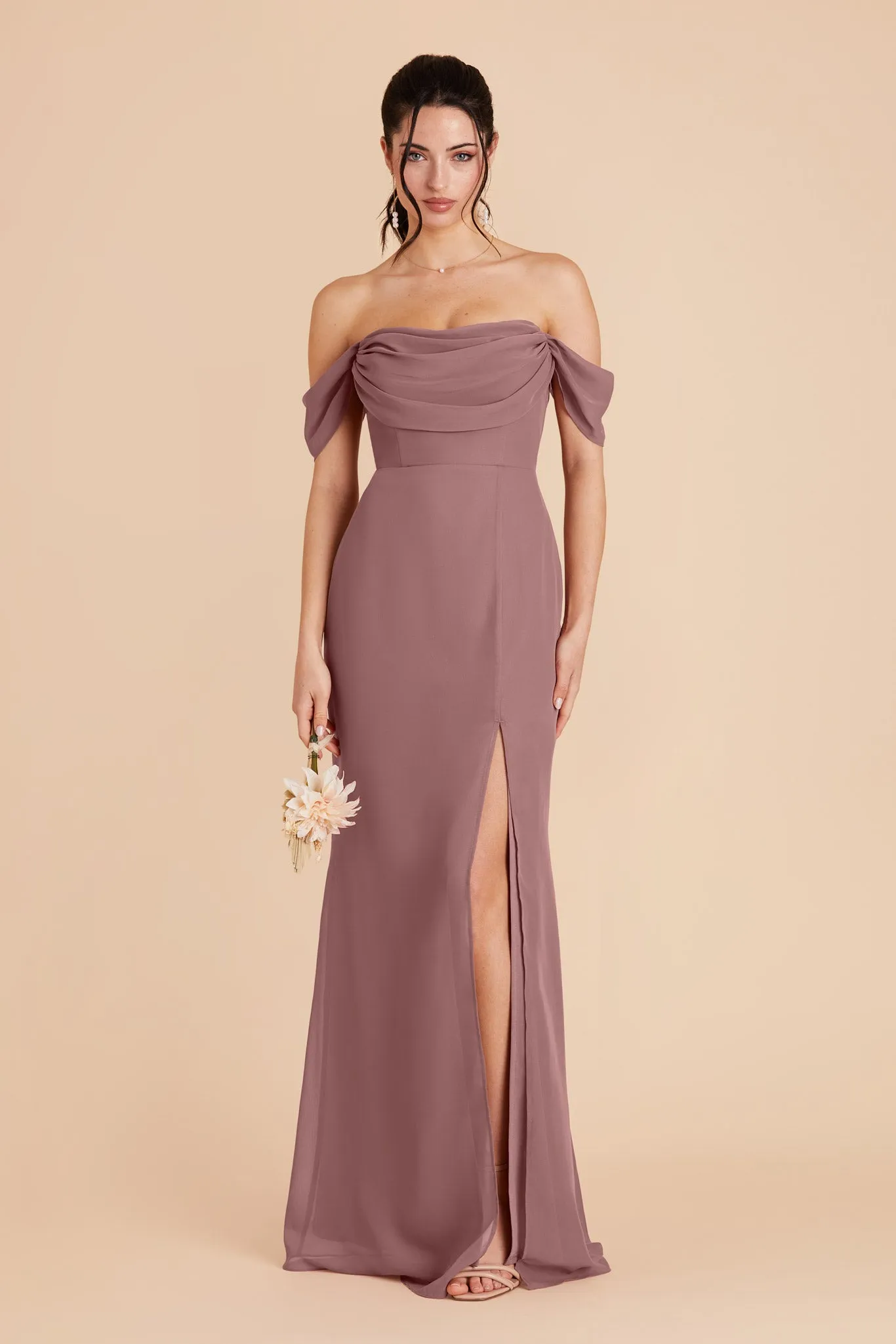Mira Chiffon Dress - Dark Mauve sold by Birdy Grey