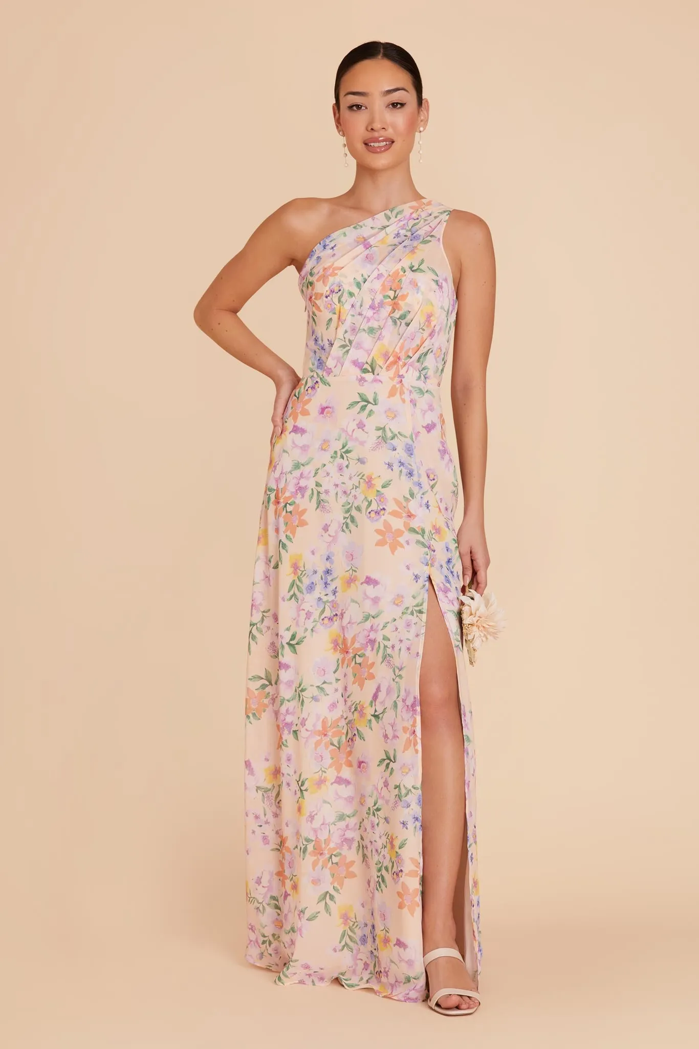 Kira Chiffon Dress With Slit - Botanical Blooms sold by Birdy Grey product image thumbnail 3