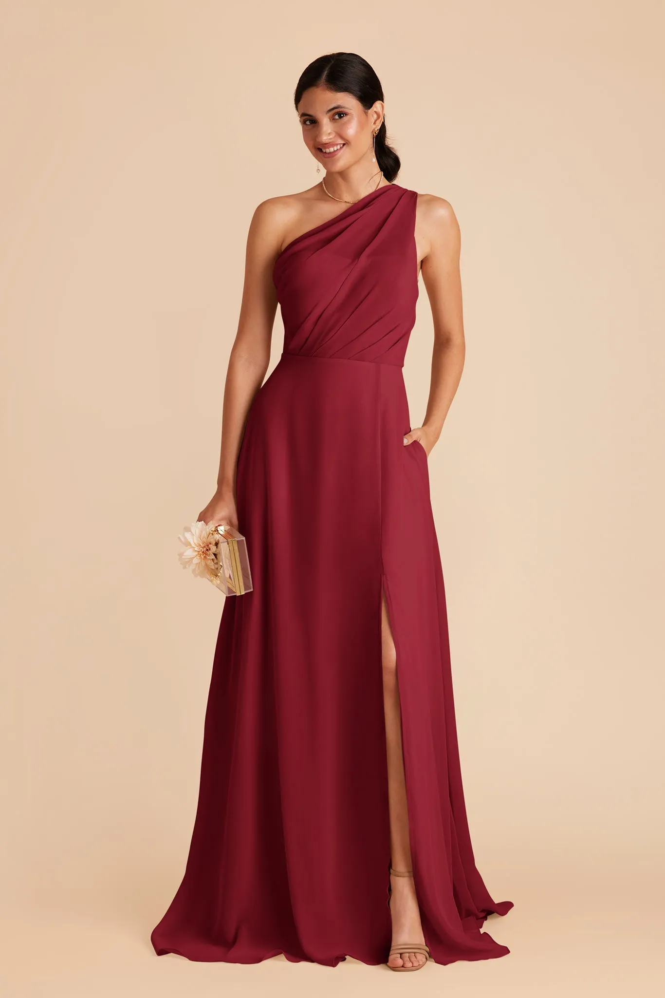 Kira Chiffon Dress With Slit - Burgundy sold by Birdy Grey product image thumbnail 4