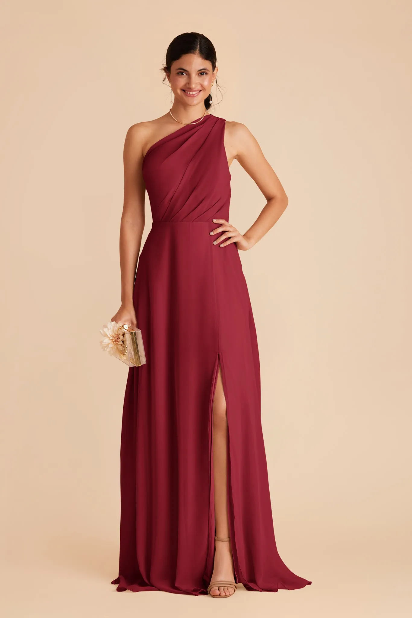 Kira Chiffon Dress With Slit - Burgundy sold by Birdy Grey product image thumbnail 3