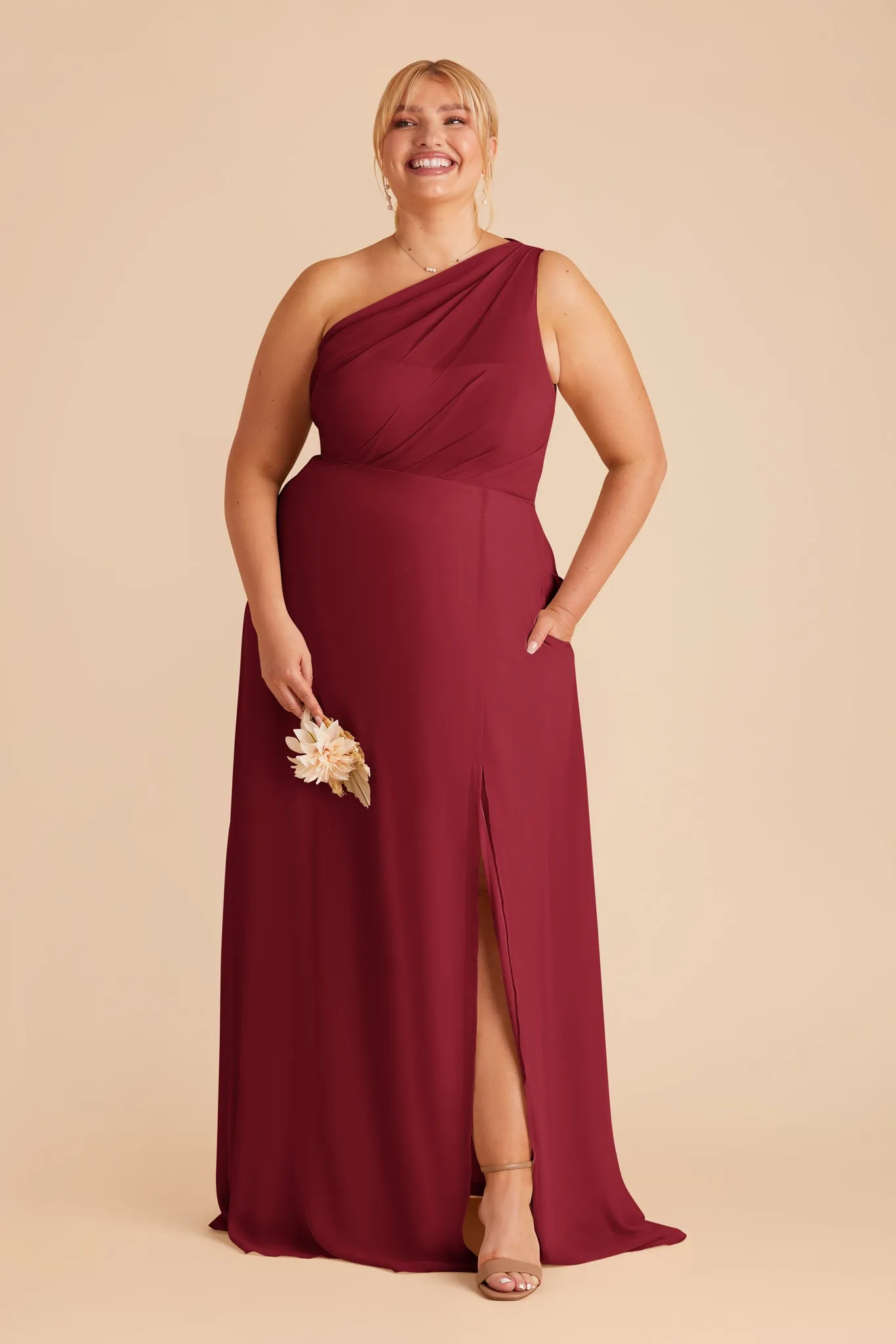 Kira Chiffon Dress With Slit - Burgundy sold by Birdy Grey product image thumbnail 2