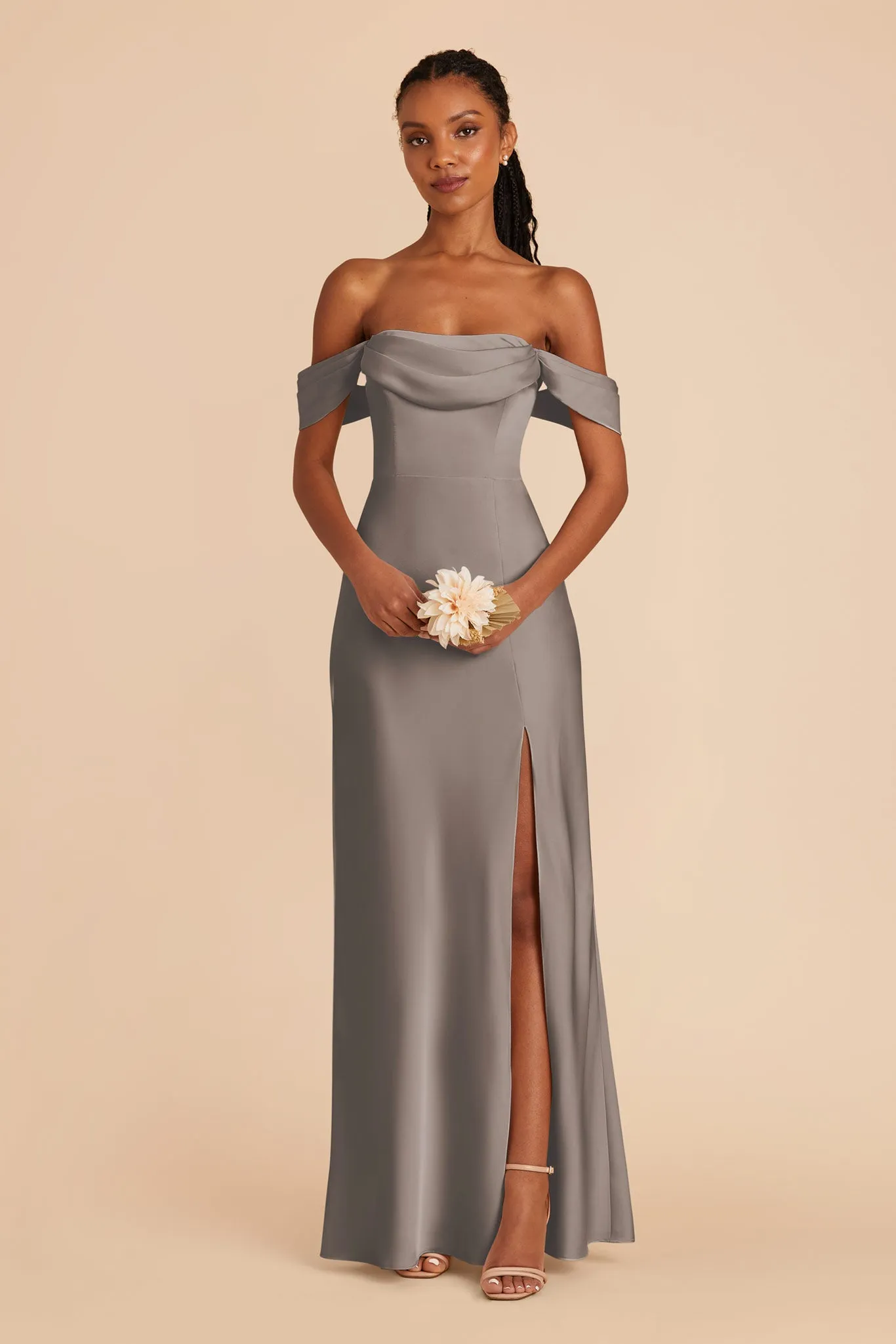 Mia Matte Satin Dress - Quartz sold by Birdy Grey