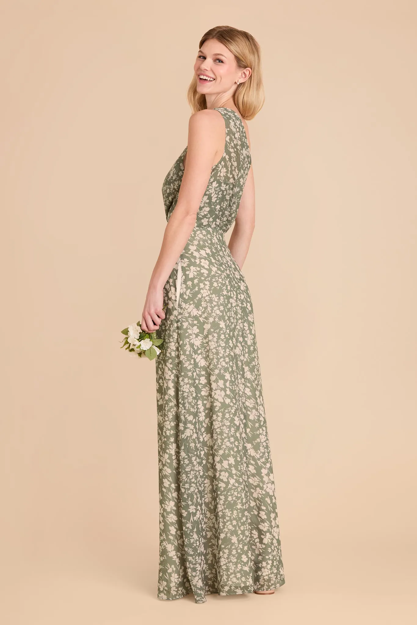 Kira Chiffon Dress With Slit - Thyme Dreamy Floral sold by Birdy Grey product image thumbnail 3