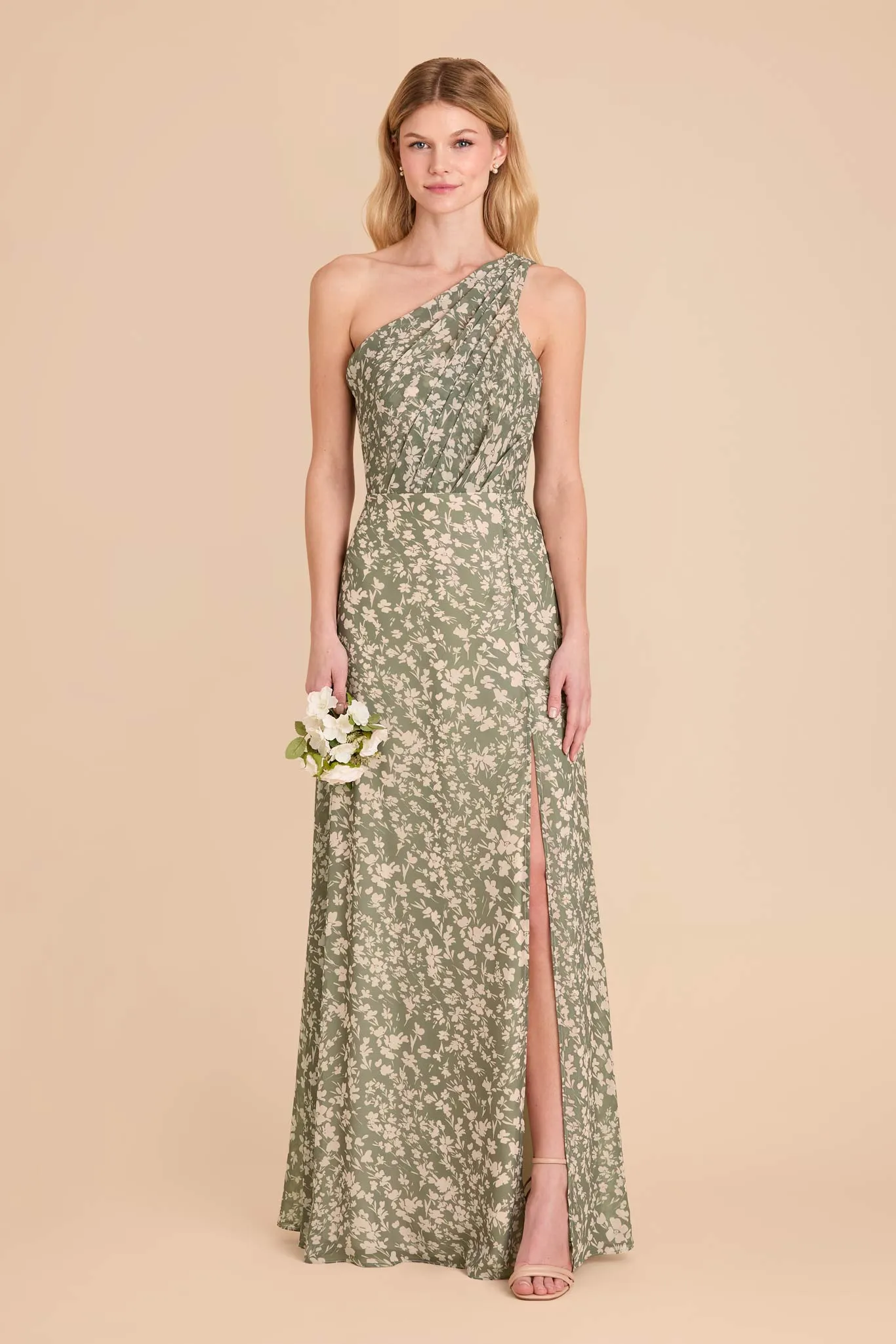 Kira Chiffon Dress With Slit - Thyme Dreamy Floral sold by Birdy Grey