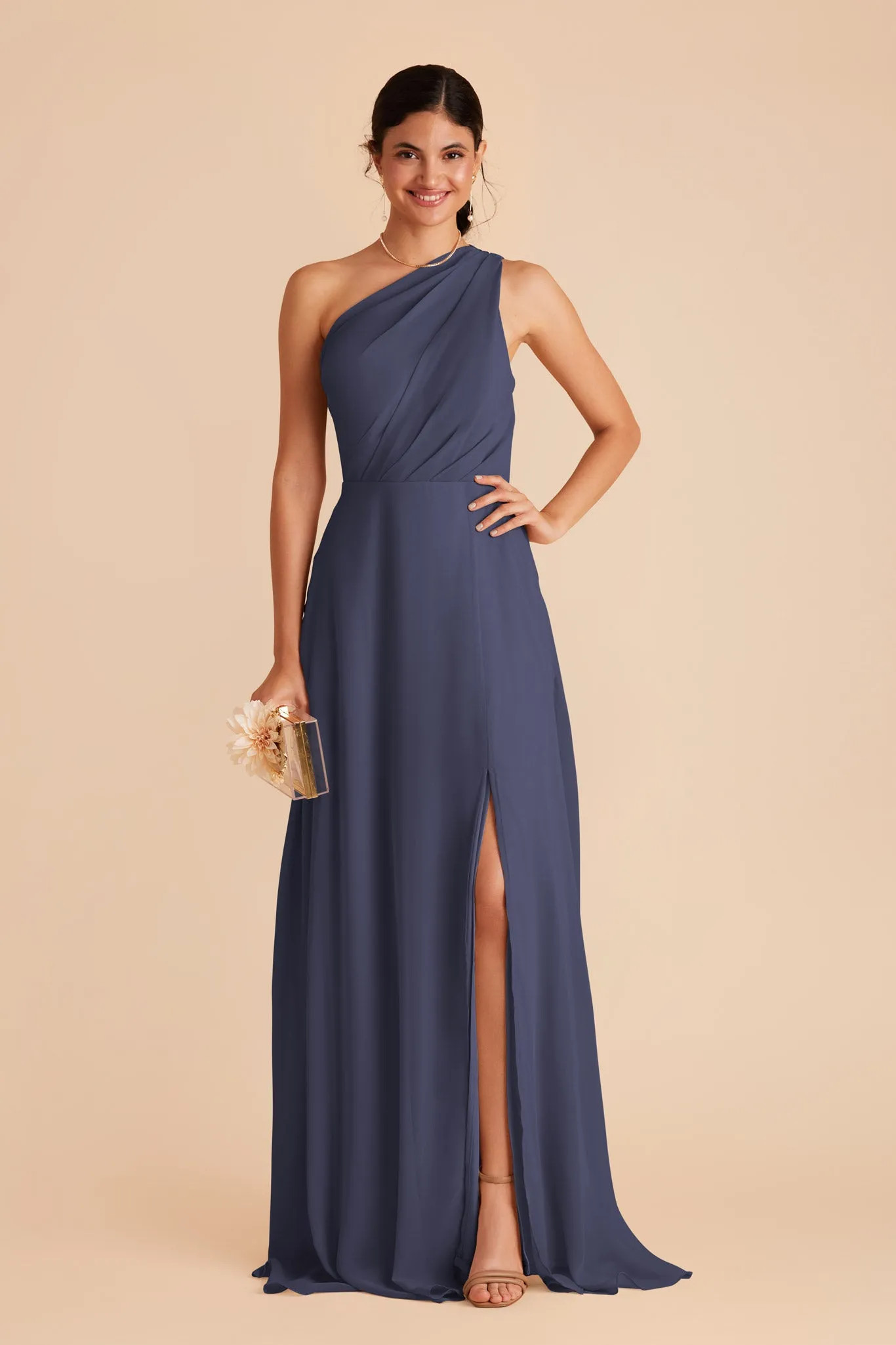 Kira Chiffon Dress With Slit - Dusk Blue sold by Birdy Grey product image thumbnail 4