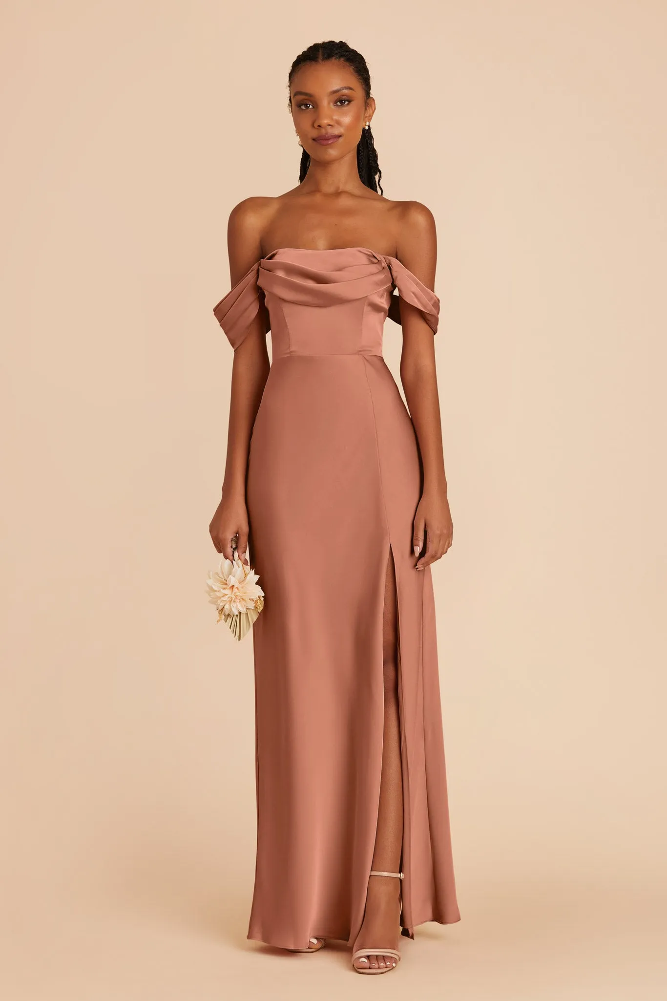 Mia Matte Satin Dress - Desert Rose sold by Birdy Grey