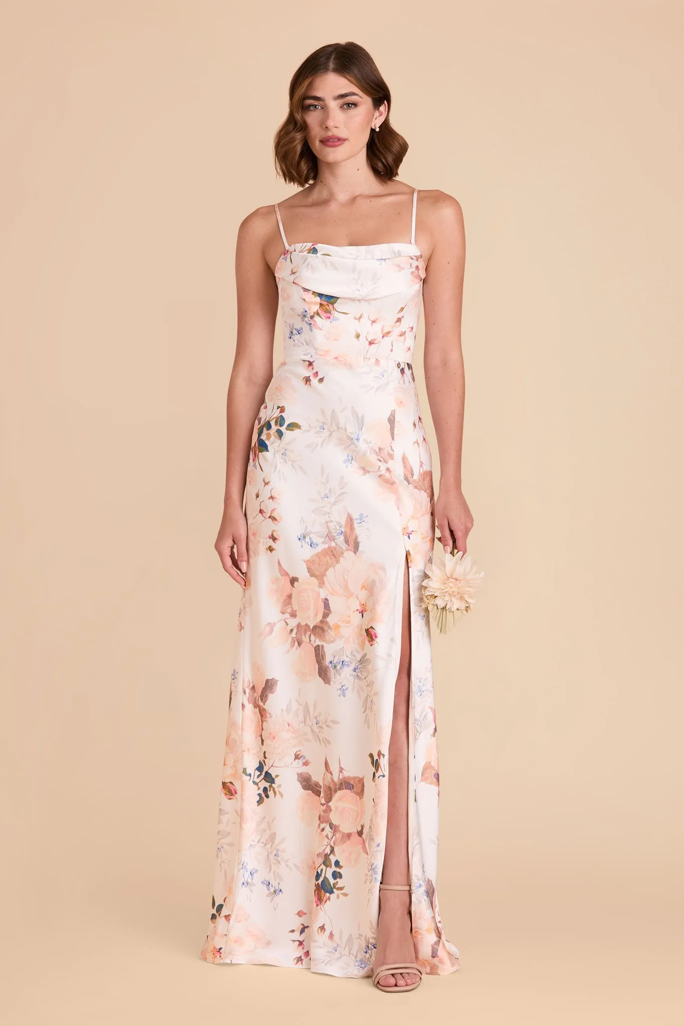 Mia Matte Satin Dress - Champagne Cascadia Bouquet sold by Birdy Grey product image thumbnail 4