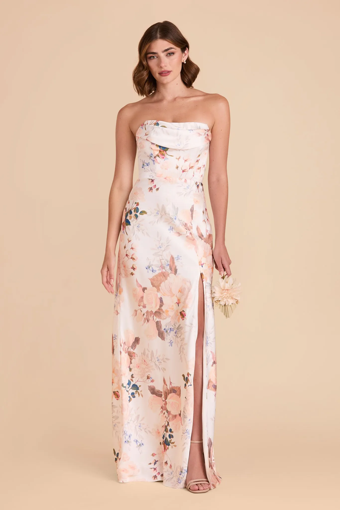 Mia Matte Satin Dress - Champagne Cascadia Bouquet sold by Birdy Grey product image thumbnail 3