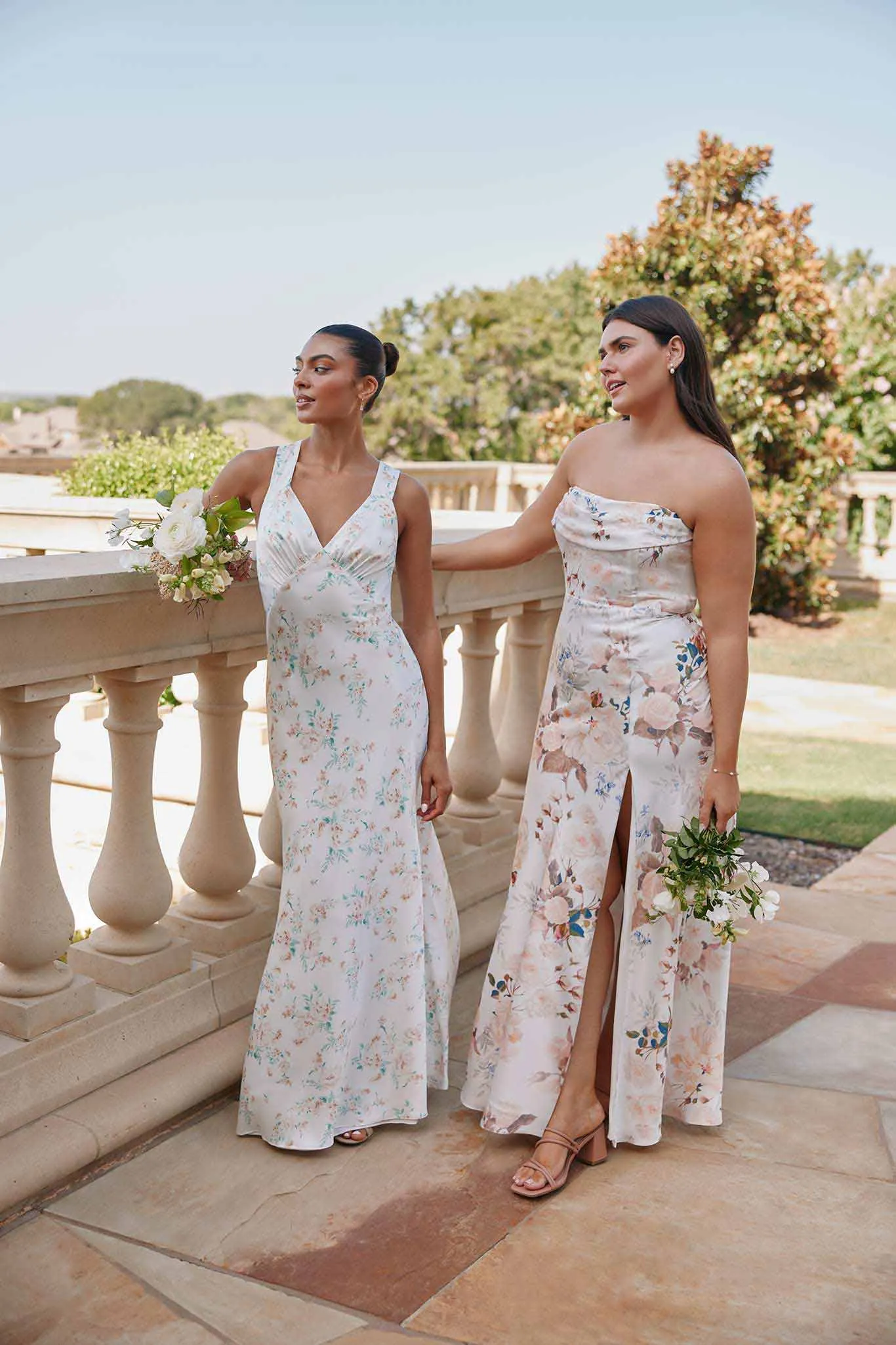 Mia Matte Satin Dress - Champagne Cascadia Bouquet sold by Birdy Grey product image thumbnail 2