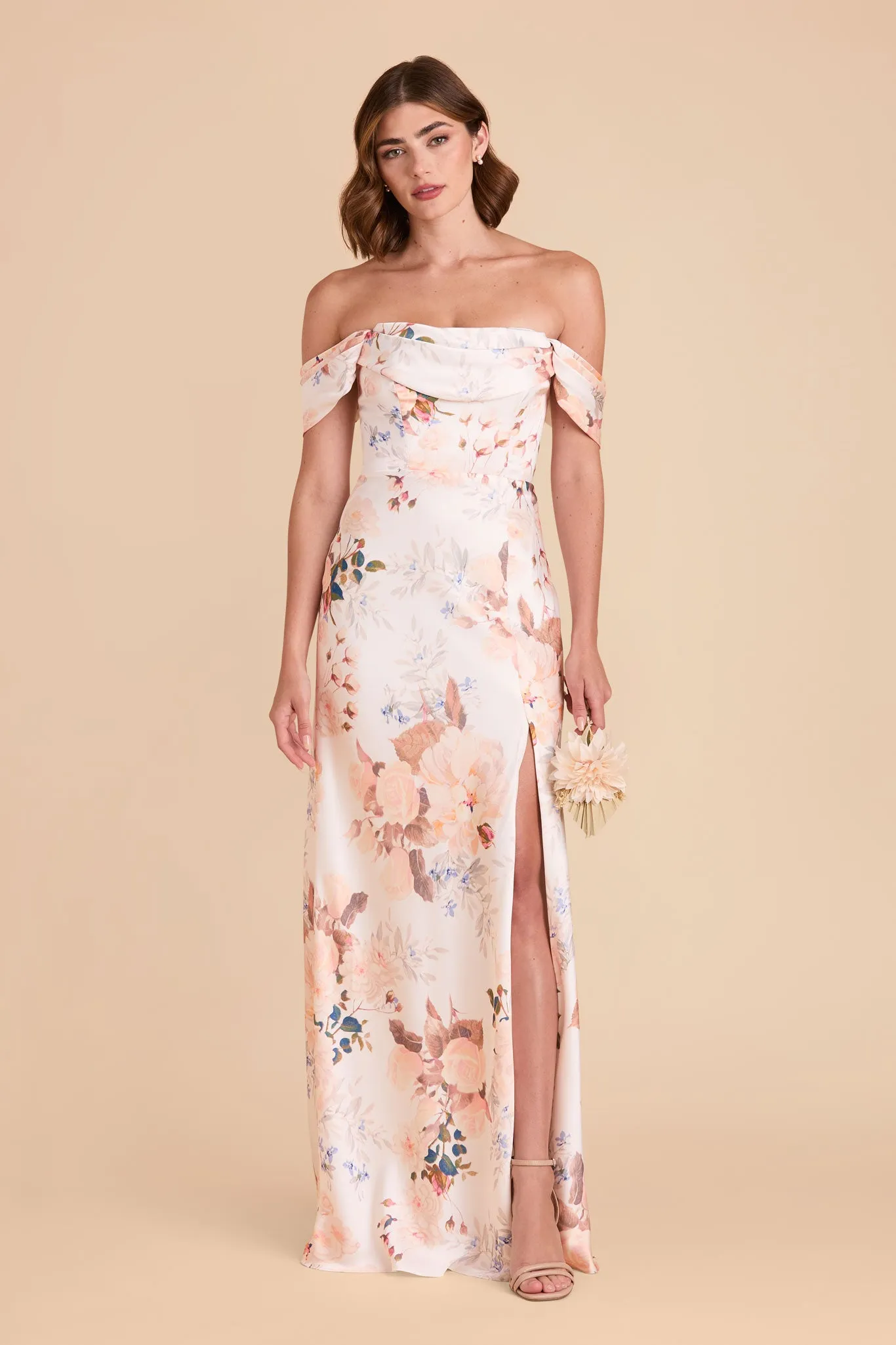 Mia Matte Satin Dress - Champagne Cascadia Bouquet sold by Birdy Grey product image thumbnail 5