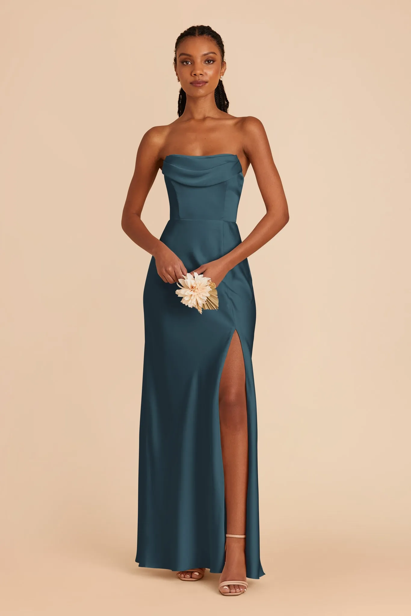 Mia Matte Satin Dress - Dark Teal sold by Birdy Grey product image thumbnail 4