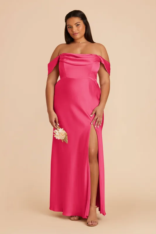 Mia Matte Satin Dress - Fuchsia sold by Birdy Grey