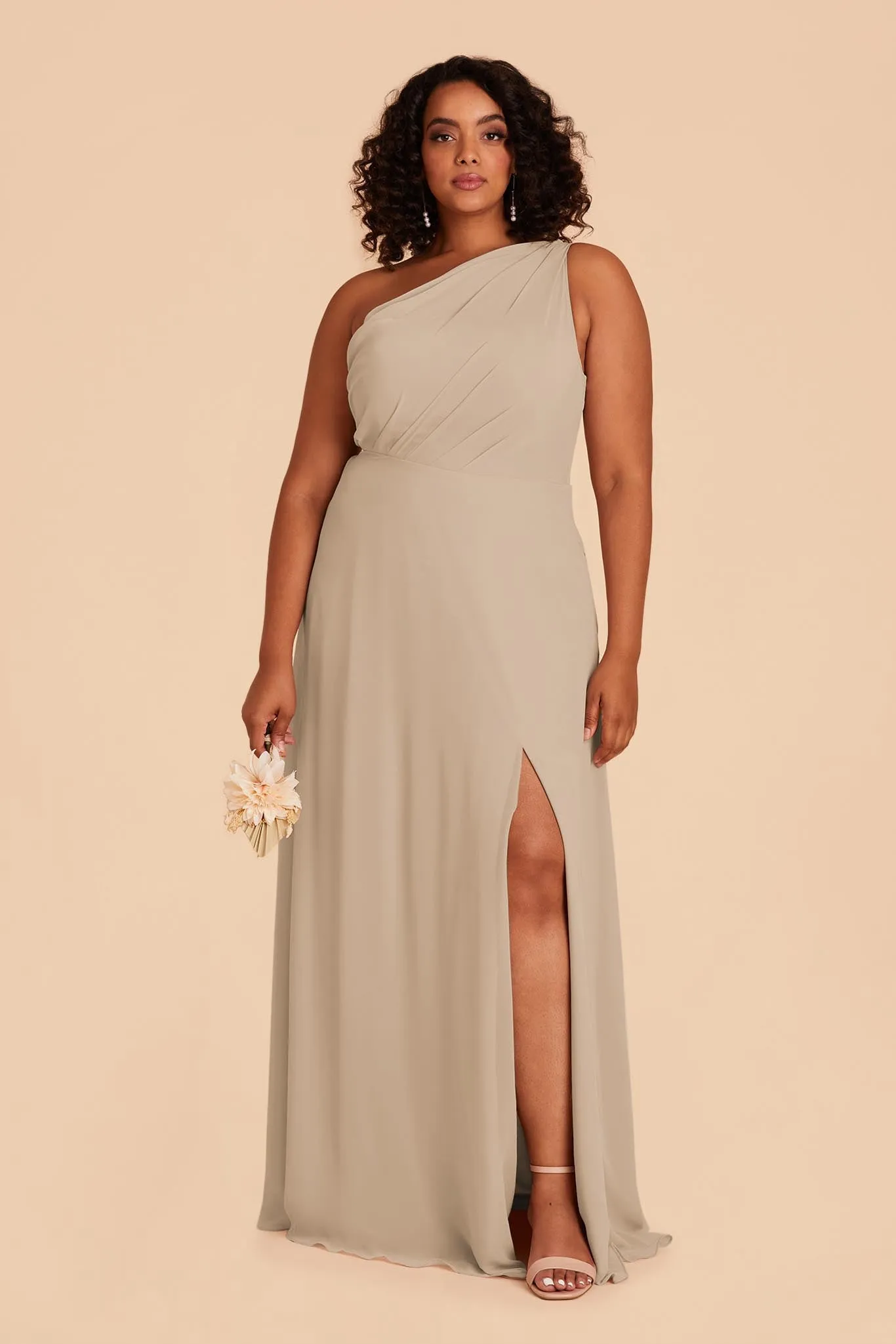 Kira Chiffon Dress With Slit - Almond sold by Birdy Grey product image thumbnail 2