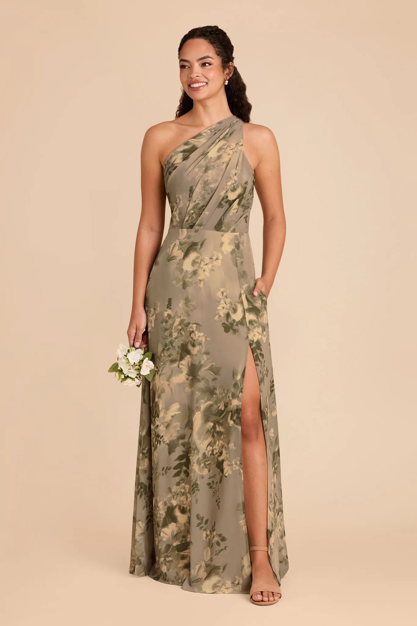 Kira Chiffon Dress With Slit - Doe Painted Botanics sold by Birdy Grey product image thumbnail 3