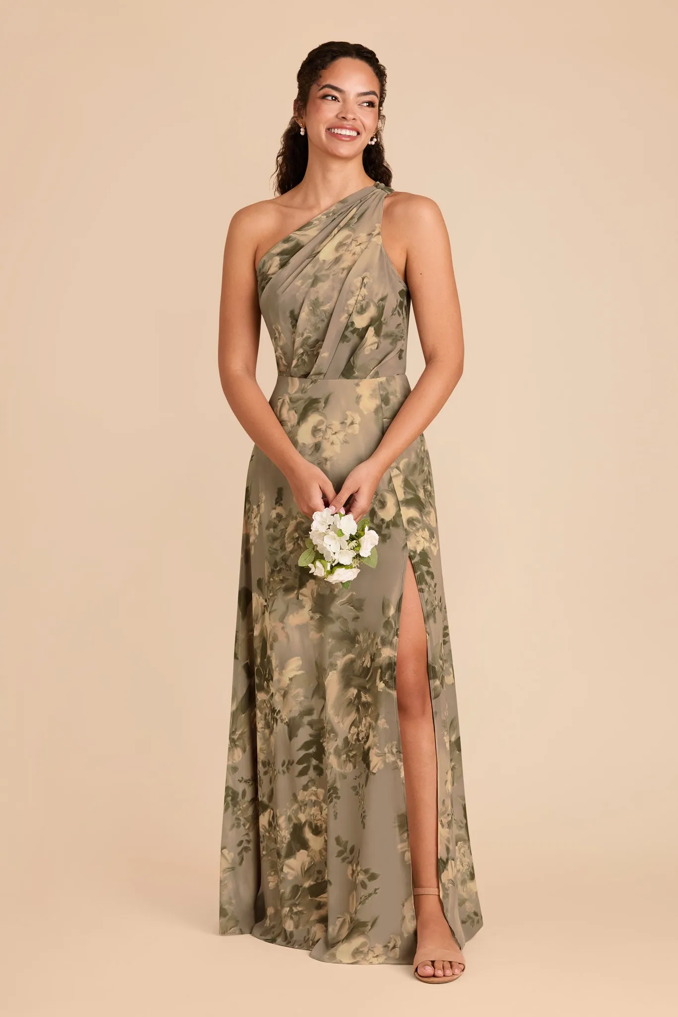 Kira Chiffon Dress With Slit - Doe Painted Botanics sold by Birdy Grey product image thumbnail 2