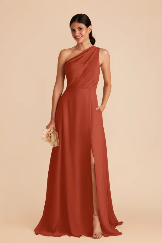 Kira Chiffon Dress With Slit - Auburn sold by Birdy Grey