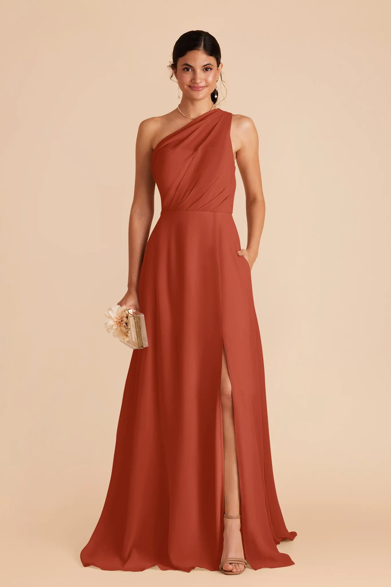 Kira Chiffon Dress With Slit - Auburn sold by Birdy Grey product image thumbnail 4