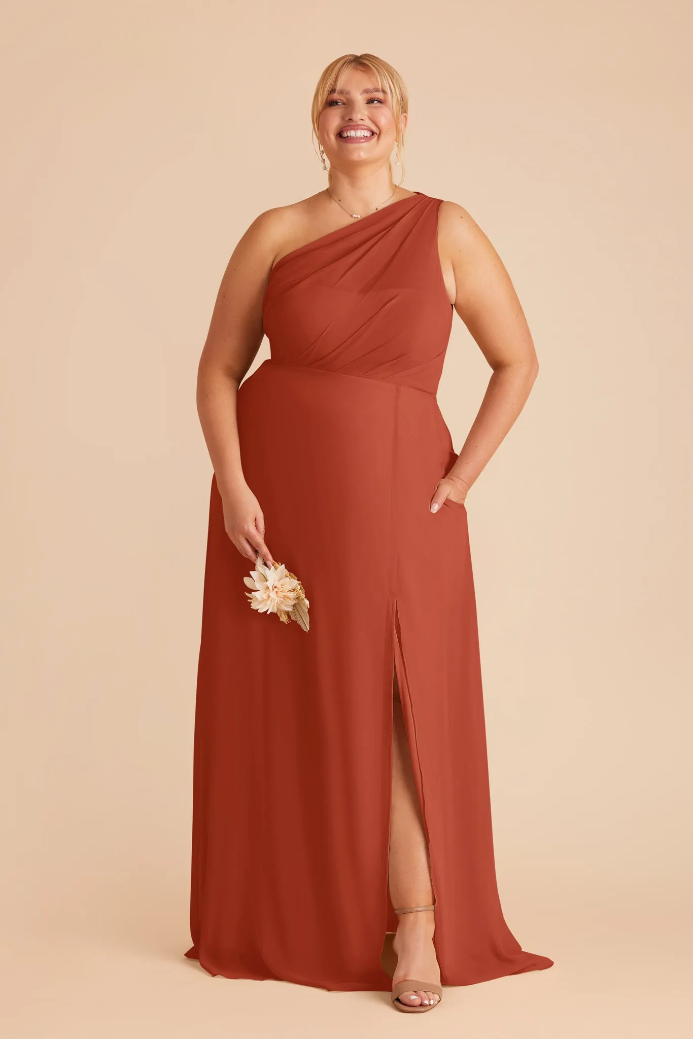 Kira Chiffon Dress With Slit - Auburn sold by Birdy Grey product image thumbnail 2