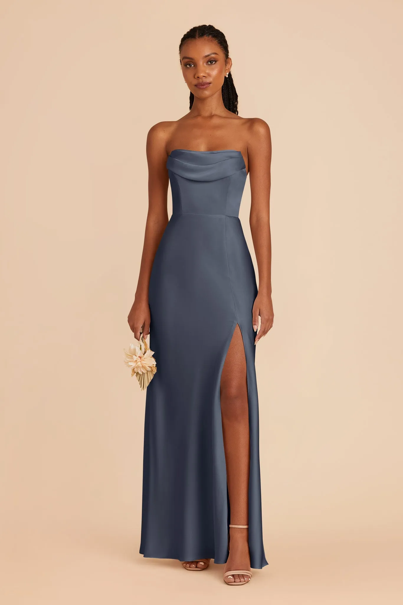 Mia Matte Satin Dress - Dusk Blue sold by Birdy Grey product image thumbnail 3