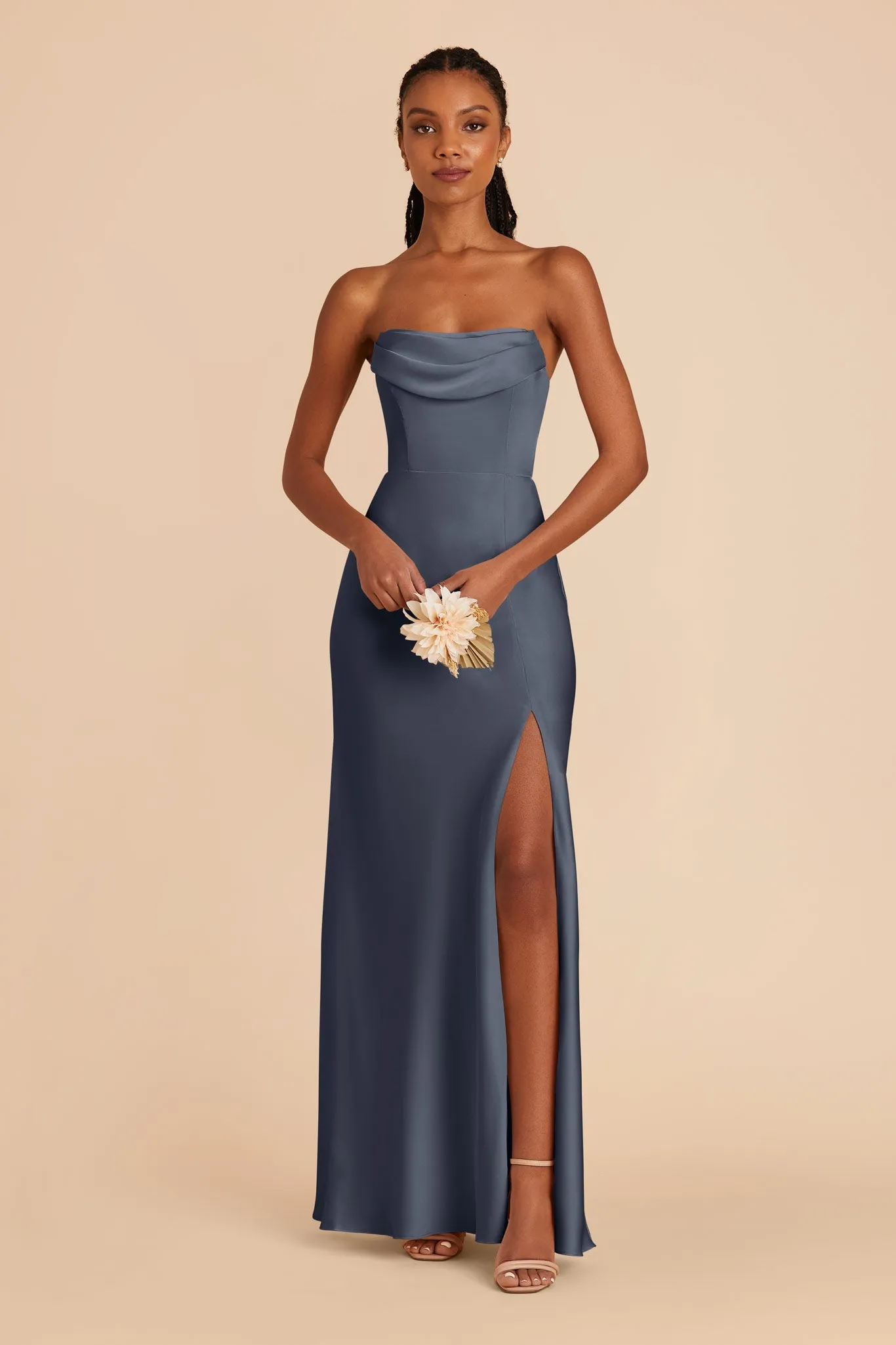 Mia Matte Satin Dress - Dusk Blue sold by Birdy Grey product image thumbnail 4