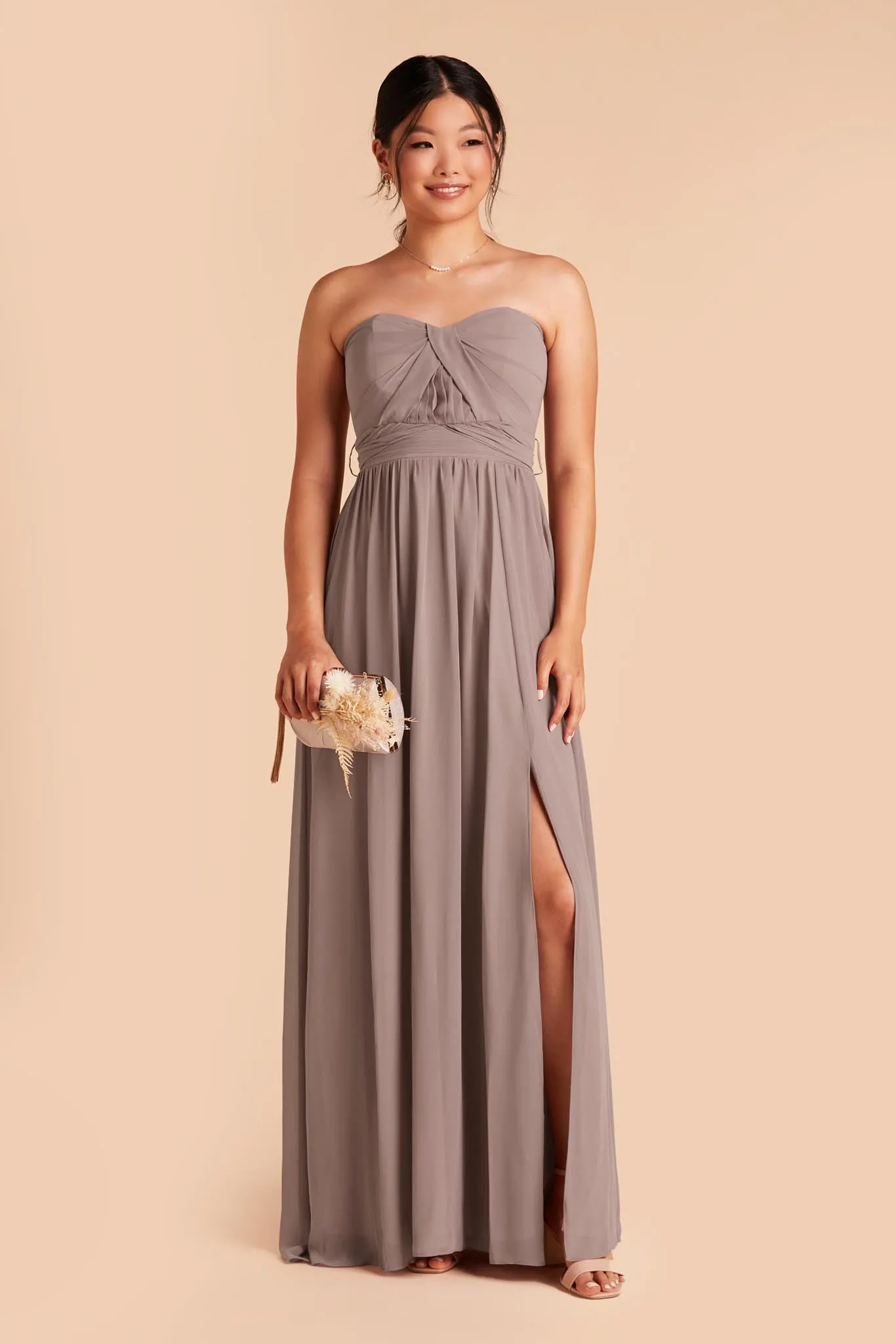 Grace Chiffon Dress With Slit - Toffee sold by Birdy Grey product image thumbnail 4