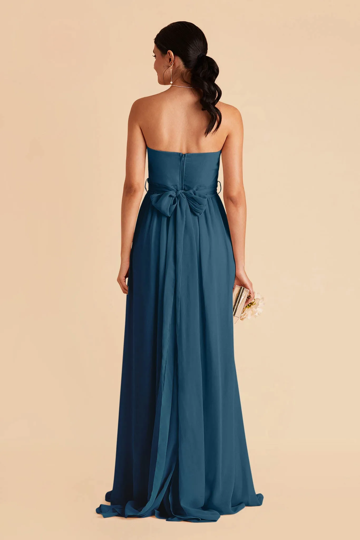 Grace Chiffon Dress With Slit - Dark Teal sold by Birdy Grey product image thumbnail 5