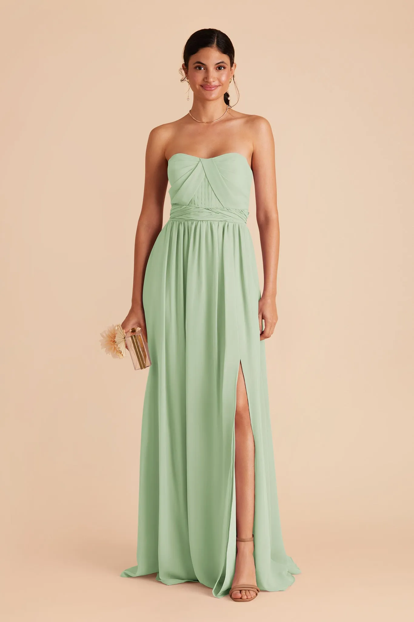 Grace Chiffon Dress With Slit - Pistachio sold by Birdy Grey product image thumbnail 3