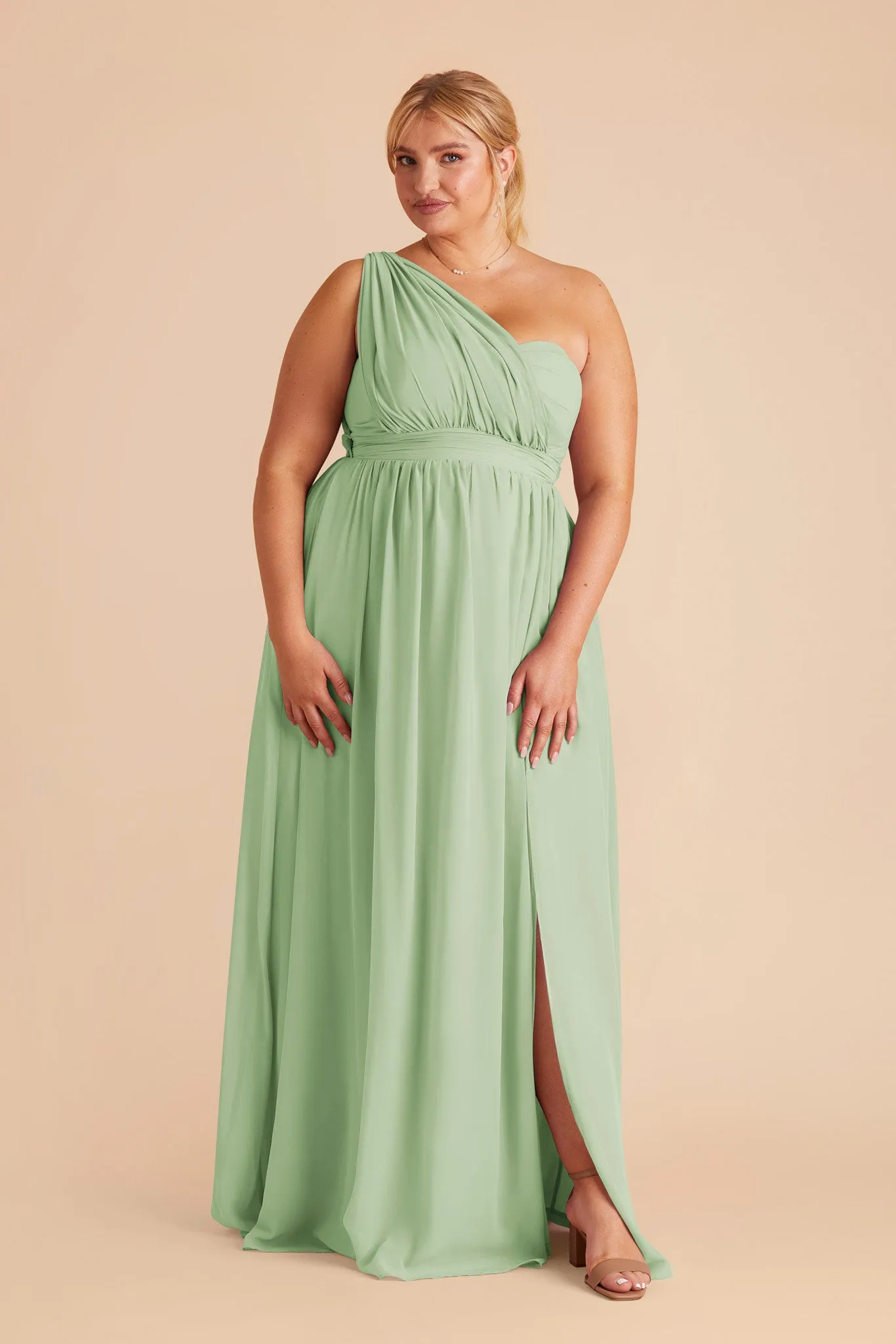 Grace Chiffon Dress With Slit - Pistachio sold by Birdy Grey product image thumbnail 2