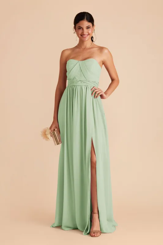 Grace Chiffon Dress With Slit - Pistachio sold by Birdy Grey