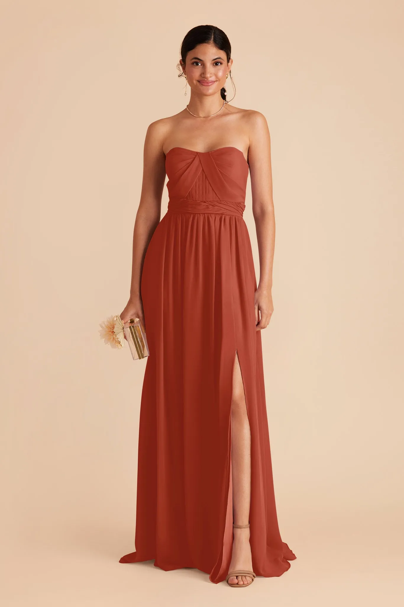 Grace Chiffon Dress With Slit - Auburn sold by Birdy Grey product image thumbnail 3