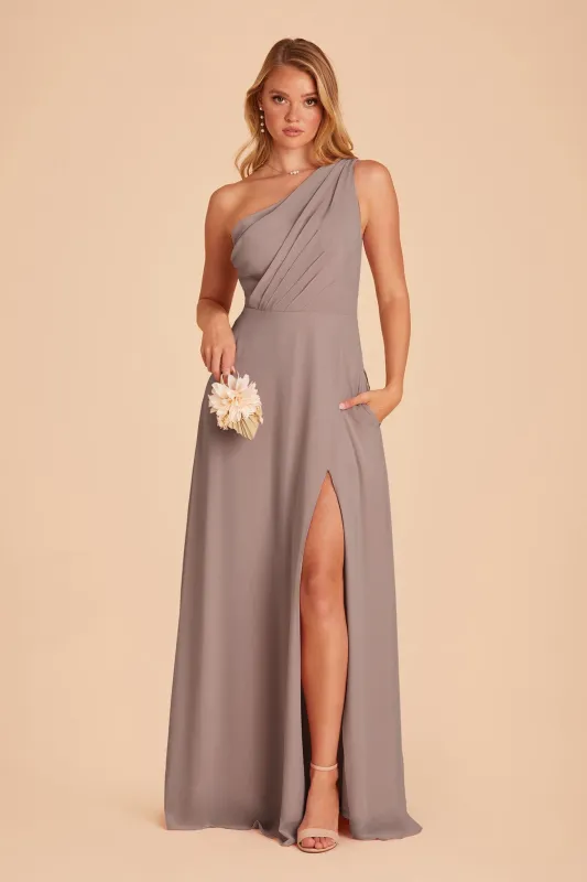 Kira Chiffon Dress With Slit - Toffee sold by Birdy Grey