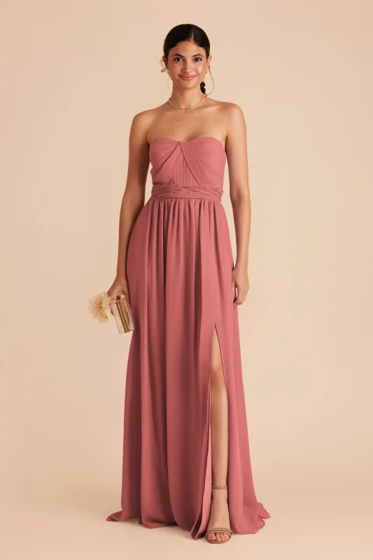 Grace Chiffon Dress With Slit - Wild Rose sold by Birdy Grey