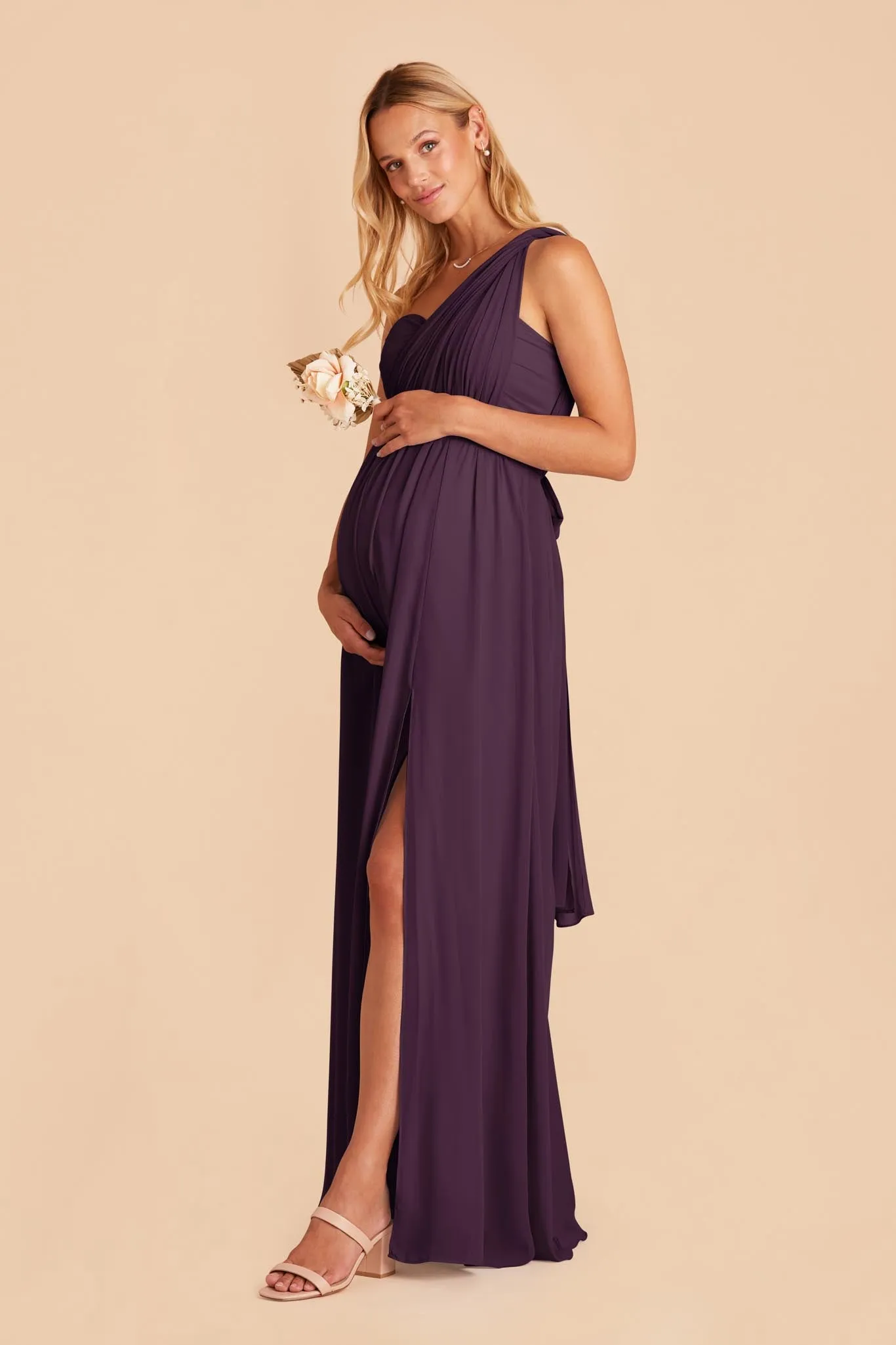 Grace Chiffon Dress With Slit - Plum sold by Birdy Grey product image thumbnail 5
