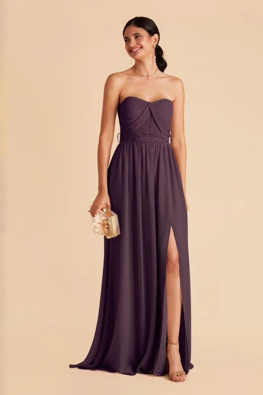 Grace Chiffon Dress With Slit - Plum sold by Birdy Grey