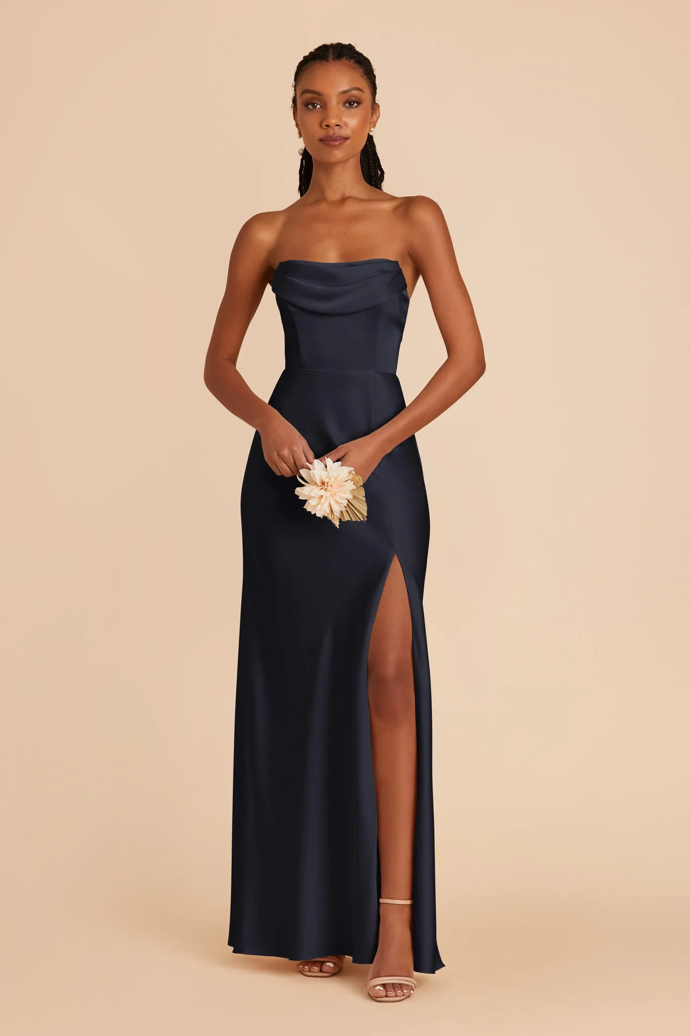 Mia Matte Satin Dress - Navy sold by Birdy Grey product image thumbnail 4