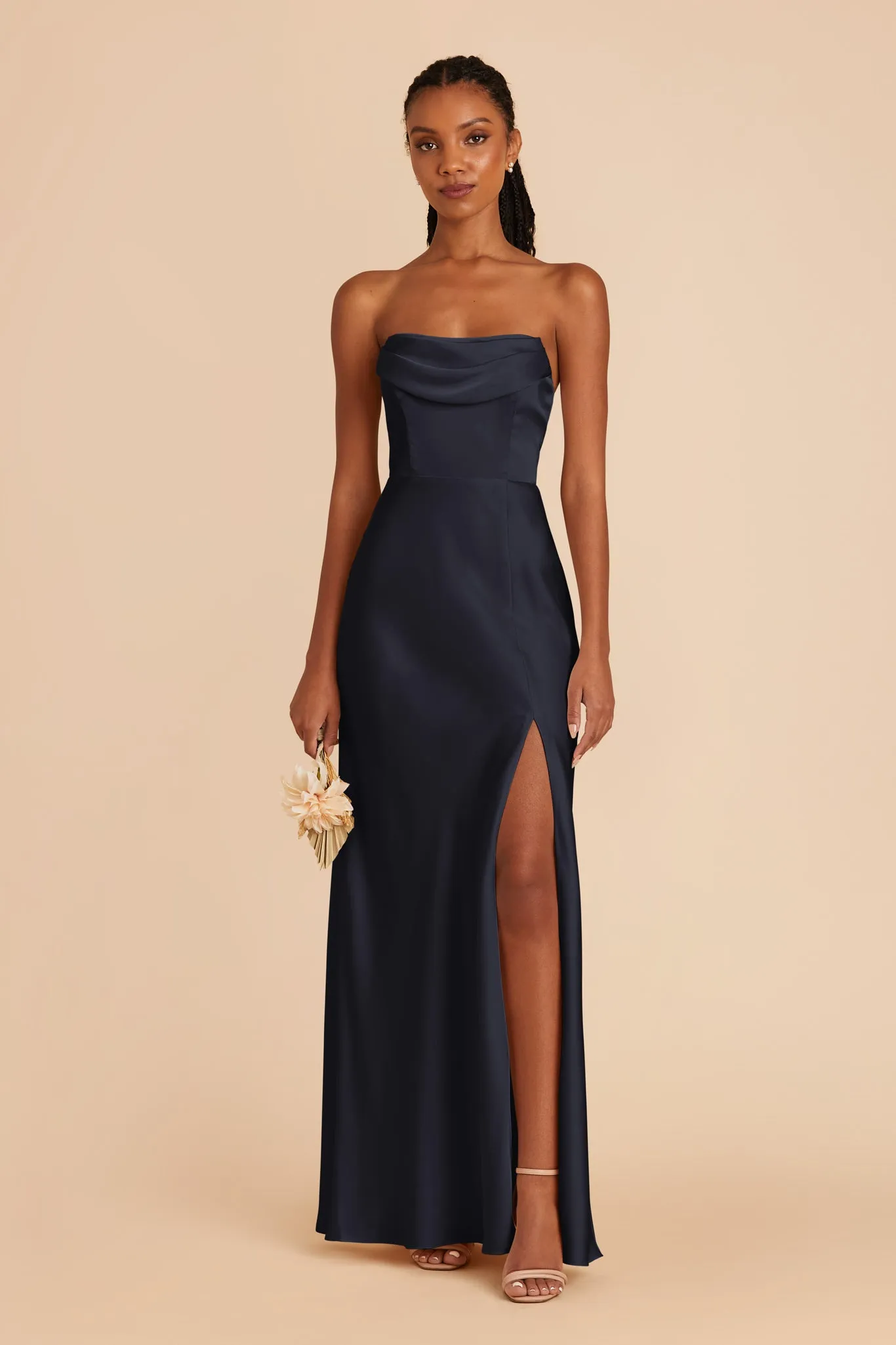 Mia Matte Satin Dress - Navy sold by Birdy Grey product image thumbnail 3