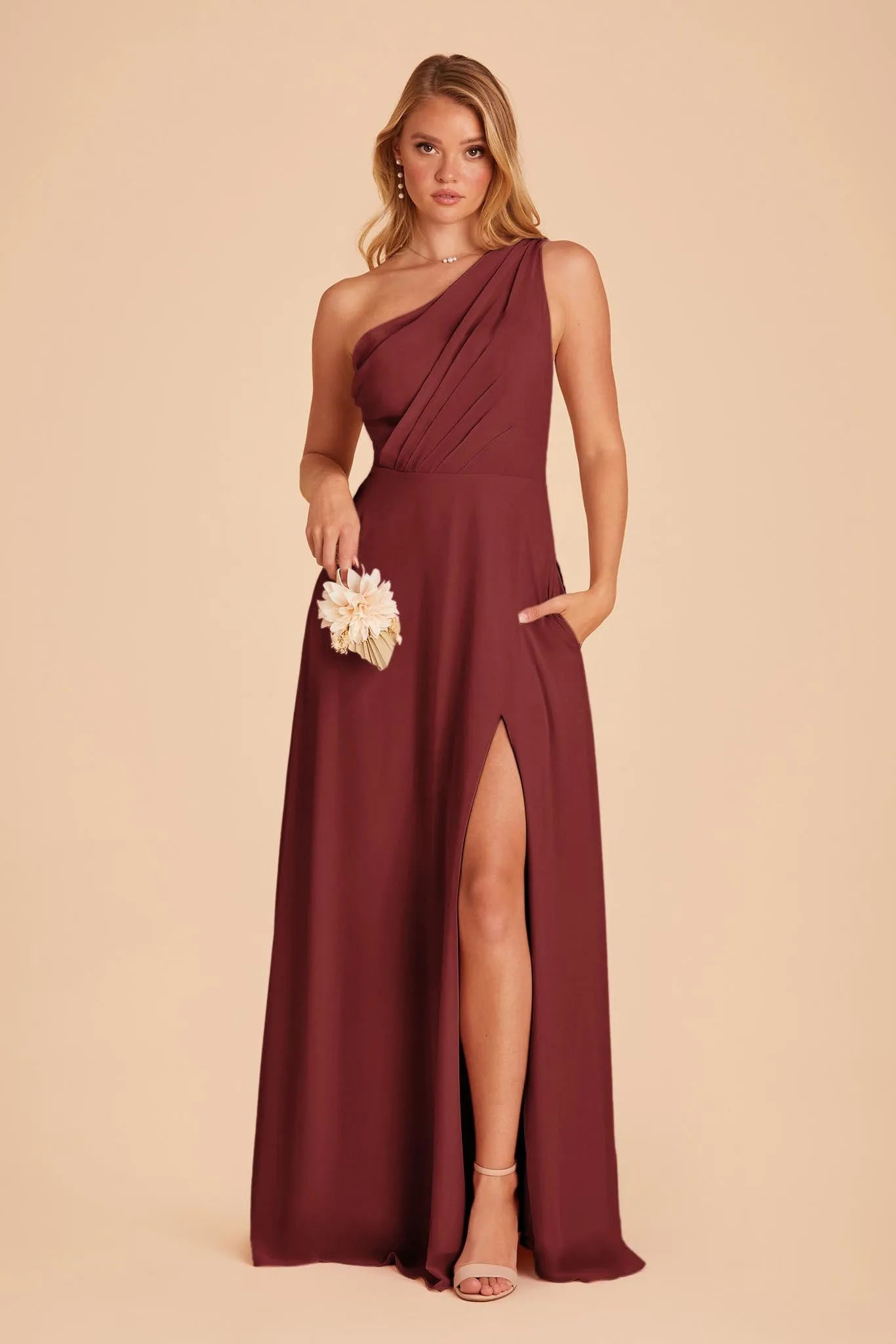 Kira Chiffon Dress With Slit - Rosewood sold by Birdy Grey product image thumbnail 3