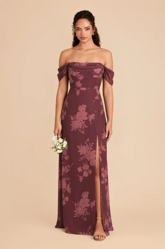 Mira Chiffon Dress - Sangria Whimsical Blooms sold by Birdy Grey