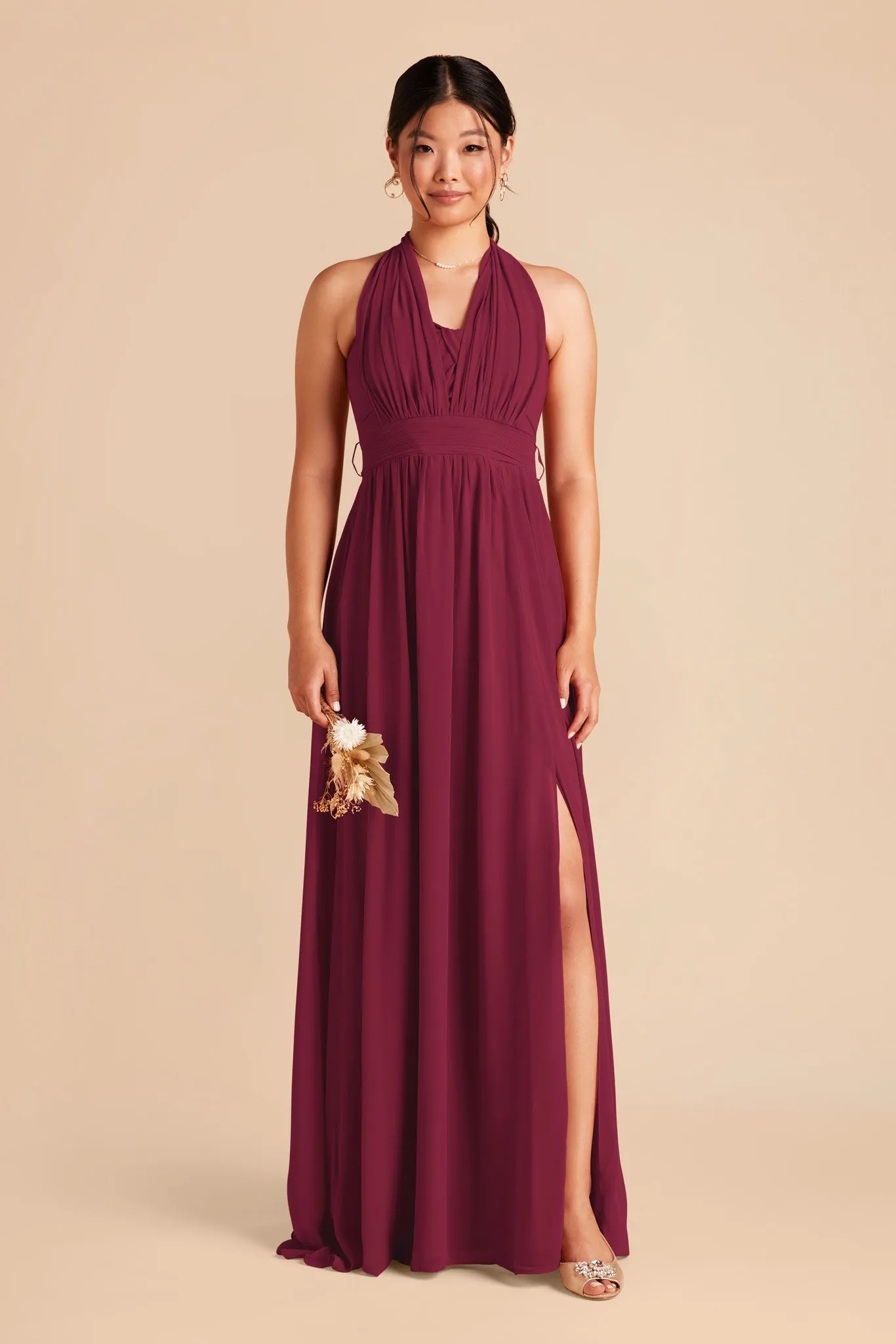 Grace Chiffon Dress With Slit - Berry sold by Birdy Grey product image thumbnail 4